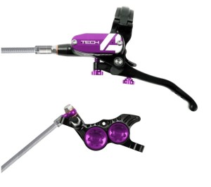 Hamulec rowerowy tylny Hope Tech 4 V4 czarno- fioletowy stalowy oplot