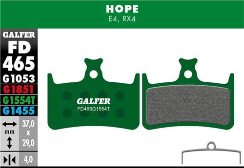 Klocki rowerowe hamulcowe Galfer Hope FD465 Zielone 