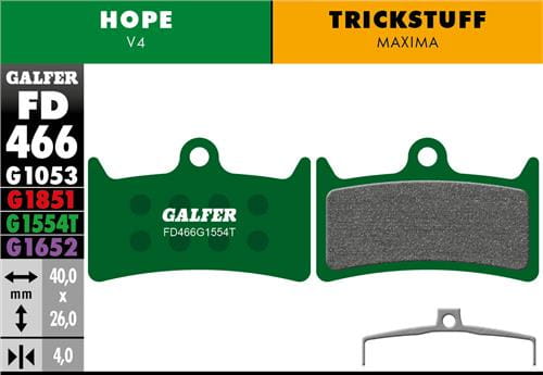 Klocki rowerowe hamulcowe Galfer Hope oraz Trickstuff FD466 Zielone