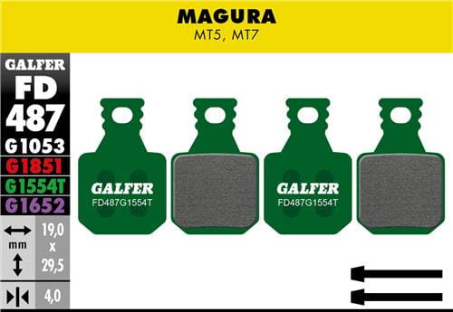 Klocki rowerowe hamulcowe Galfer Magura FD487 Zielone