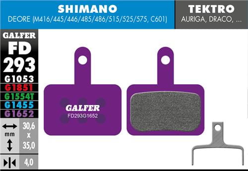 Klocki rowerowe hamulcowe Galfer Shimano, Tektro, TRP FD293 Fioletowe 