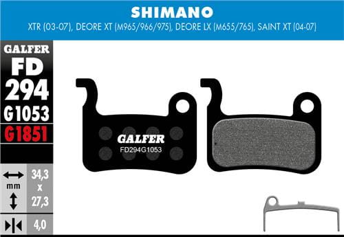 Klocki rowerowe hamulcowe Galfer Shimano FD294 Czarne