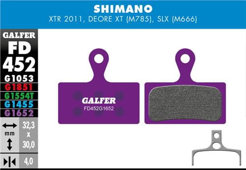 Klocki rowerowe hamulcowe Galfer Shimano FD452 Fioletowe 