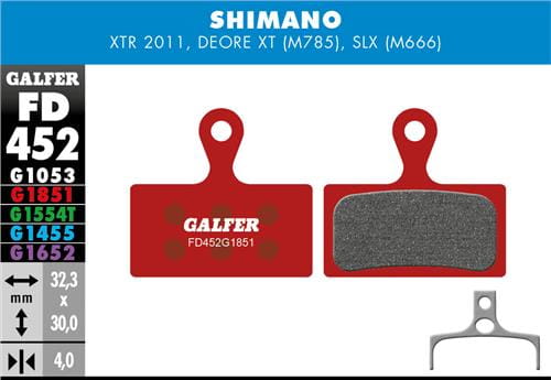 Klocki rowerowe hamulcowe Galfer Shimano FD452 Czerwone
