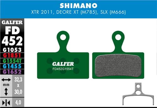 Klocki rowerowe hamulcowe Galfer Shimano FD452 Zielone