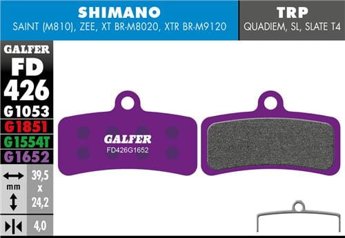 Klocki rowerowe hamulcowe Galfer Shimano FD426 Fioletowe