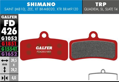 Klocki rowerowe hamulcowe Galfer Shimano FD426 Czerwone