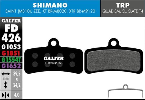 Klocki rowerowe hamulcowe Galfer Shimano FD426 Czarny
