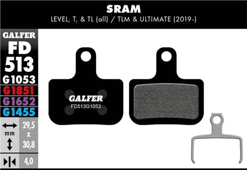 Klocki rowerowe hamulcowe Galfer Sram Level Czarne
