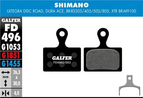 Klocki rowerowe hamulcowe Galfer Shimano FD496 Czarne