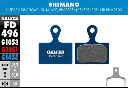 Klocki rowerowe hamulcowe Galfer Shimano FD496 Niebieskie
